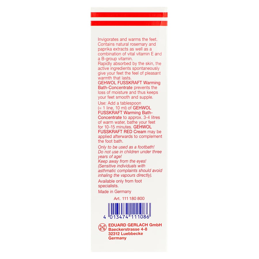 Gehwol Home Our Products FUSSKRAFT Red Warming Bath Concentrate
