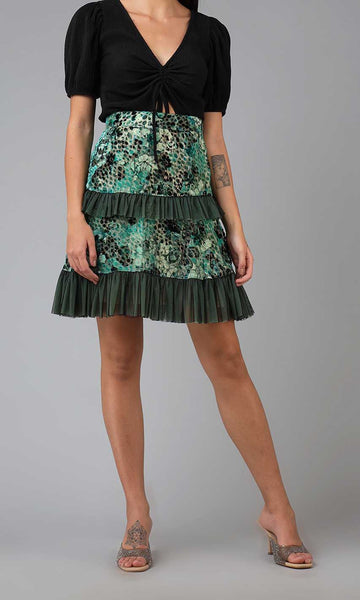 Geisha Designs Amanda Velvet Mini Skirt