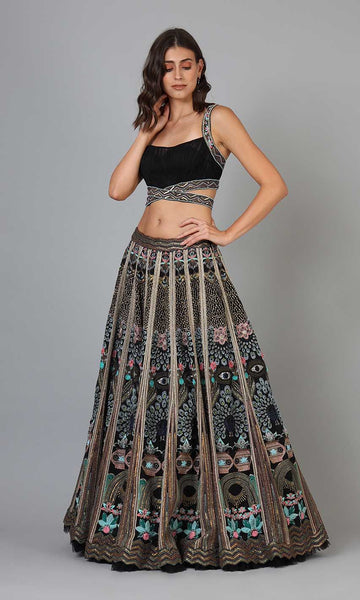 Geisha Designs Ava Peacock Lehenga Set