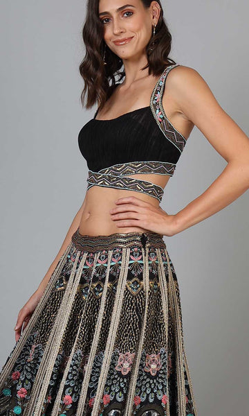 Geisha Designs Ava Peacock Lehenga Set