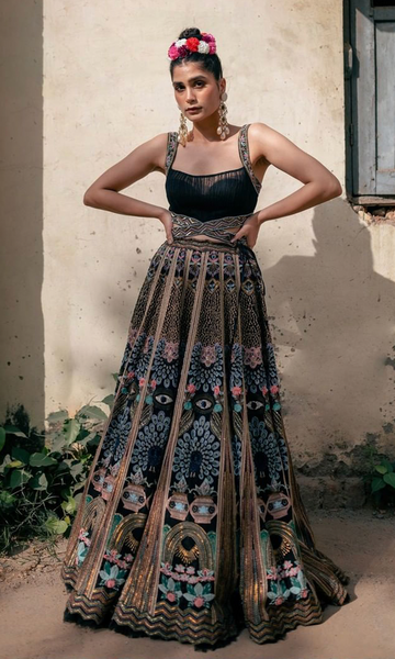 geisha designs Ava Peacock Lehenga Set