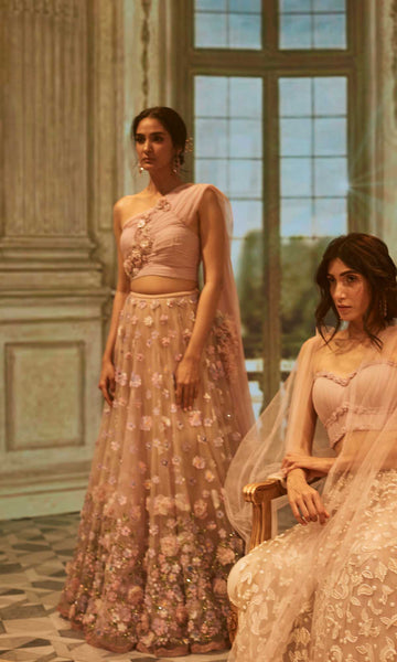 Geisha Designs Blush Floral Lehenga
