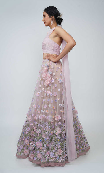 Geisha Designs Blush Floral Lehenga