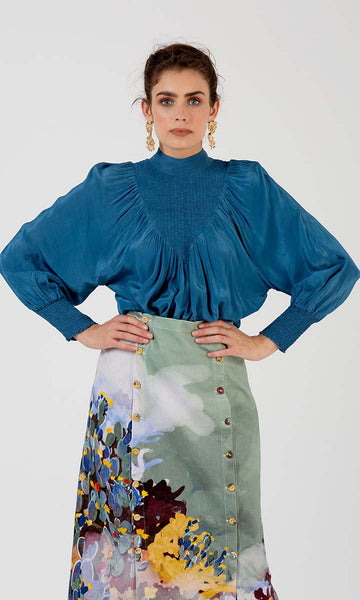 Geisha Designs Button Down Slit Skirt