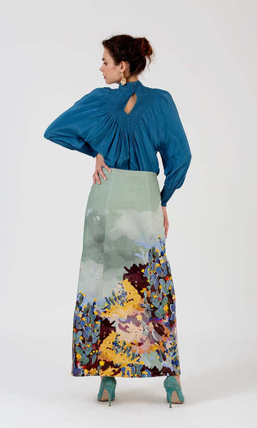 Geisha Designs Button Down Slit Skirt