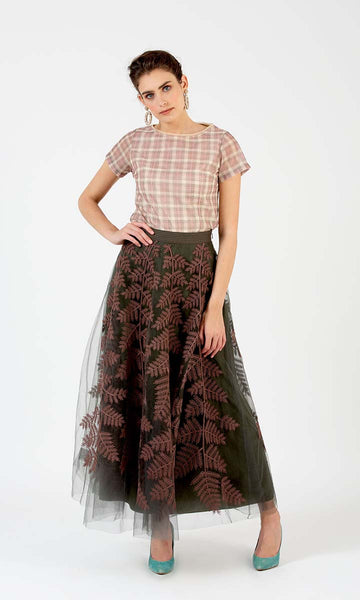 Geisha Designs Checkered Woven Top