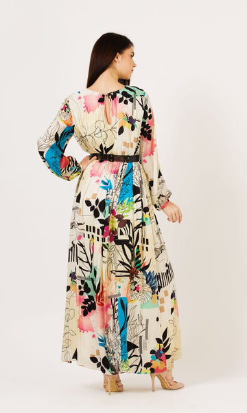 Geisha Designs Collage Printed Maxi Dress