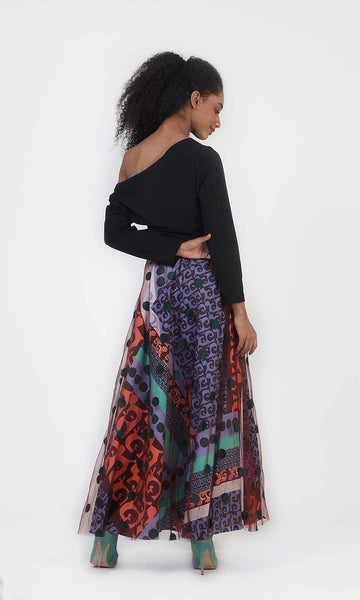 Geisha Designs Colourblock Printed Long Skirt