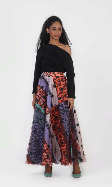 geisha designs Colourblock Printed Long Skirt