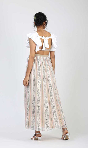 Geisha Designs Doodle Embroidered Long Skirt