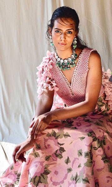 Geisha Designs Dusty Rose Athena Lehenga Set