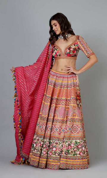 geisha designs Elena Floral Lehenga Set