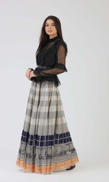 Geisha Designs Embroidered Stripes Skirt