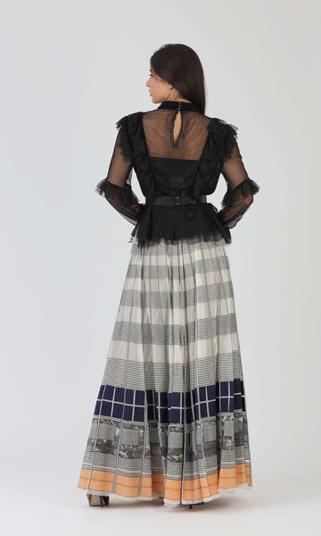 Geisha Designs Embroidered Stripes Skirt