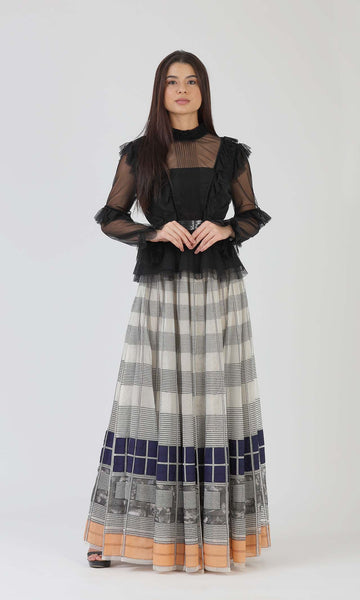 geisha designs Embroidered Stripes Skirt