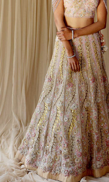 Geisha Designs Emilia Peach Lehenga Set