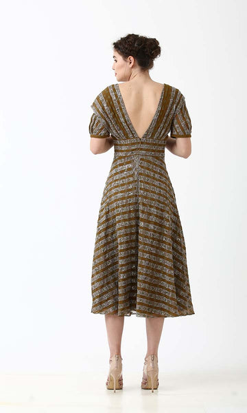 Geisha Designs Floral Stripes Midi Dress