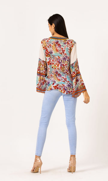Geisha Designs Fun Floral Boho Blouse