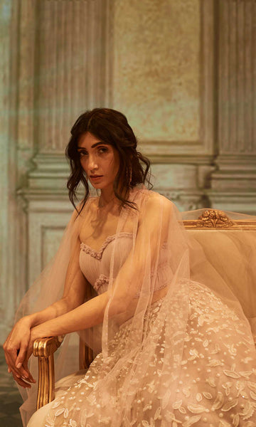 Geisha Designs Genevieve Embroidered Lilac Lehenga