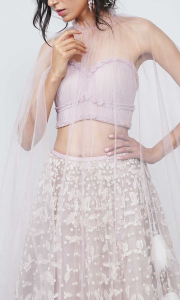 Geisha Designs Genevieve Embroidered Lilac Lehenga