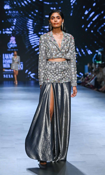 geisha designs Gisella Draped Skirt and Blazer set