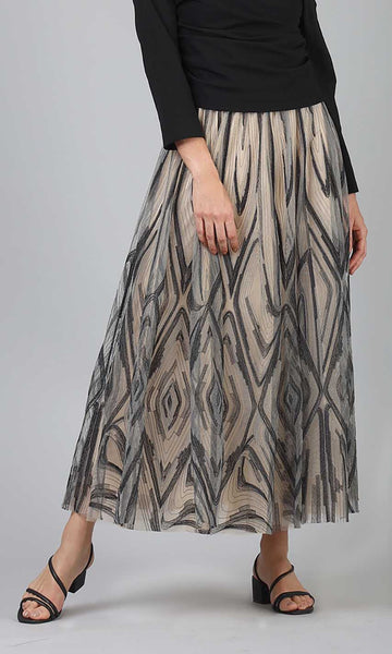 Geisha Designs Illusion Embroidered Skirt