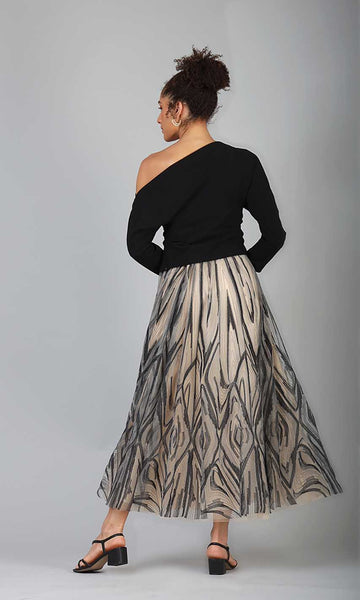 Geisha Designs Illusion Embroidered Skirt