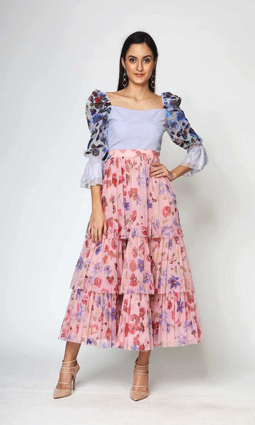 geisha designs Irina Pleated Pink Skirt