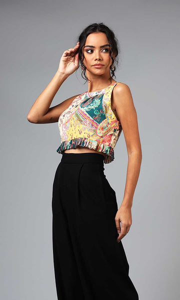 Geisha Designs Kiara Paisley Crop Top