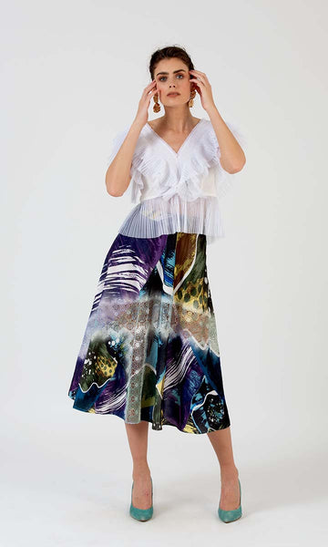 geisha designs Multi Printed Lace Skirt