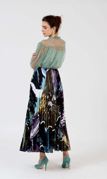 Geisha Designs Multi Printed Pleated Skirt