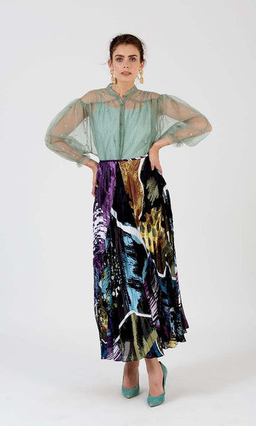 geisha designs Multi Printed Pleated Skirt