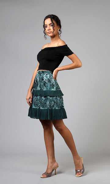 Geisha Designs Olive Pleated Skirt