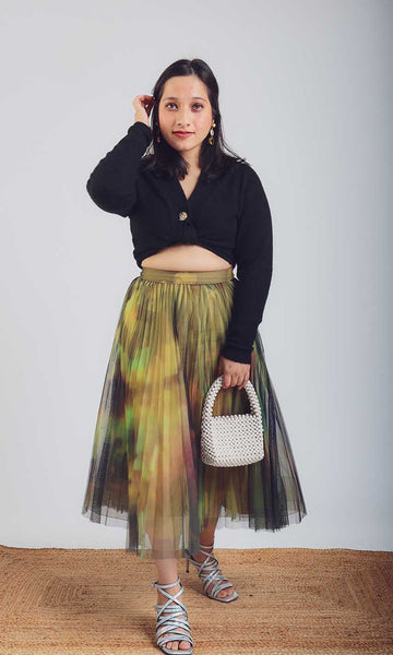 Geisha Designs Olive Pleated Skirt