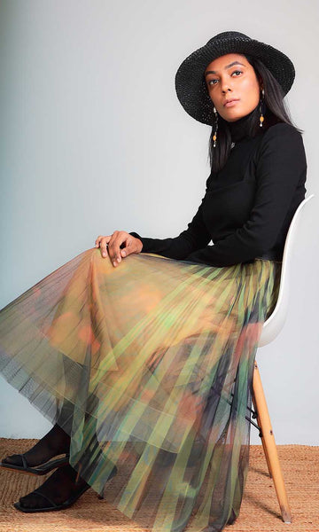 geisha designs Olive Pleated Skirt