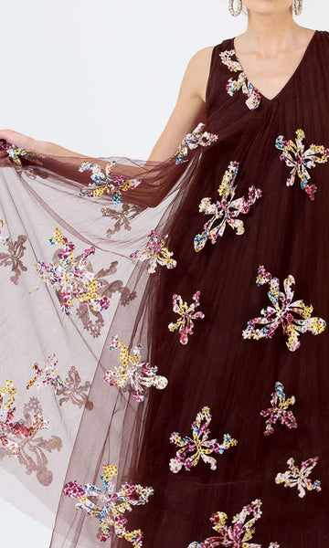 Geisha Designs Pleated Applique Midi