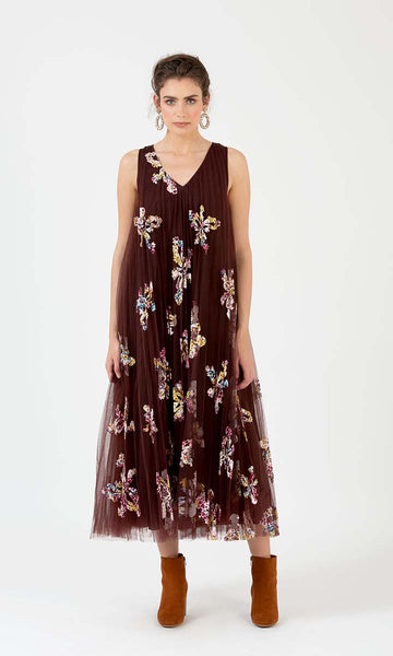 geisha designs Pleated Applique Midi