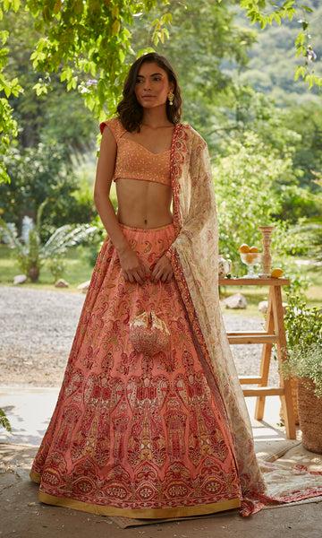 geisha designs Pretty in Peach Lehenga Set