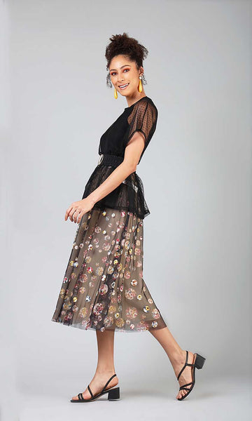 Geisha Designs Printed Polka Skirt