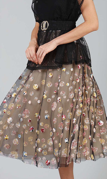 Geisha Designs Printed Polka Skirt