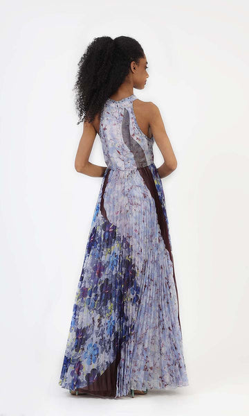 Geisha Designs Shades Of Blue Halter Maxi