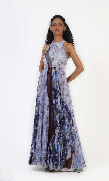 geisha designs Shades of Blue Halter Maxi