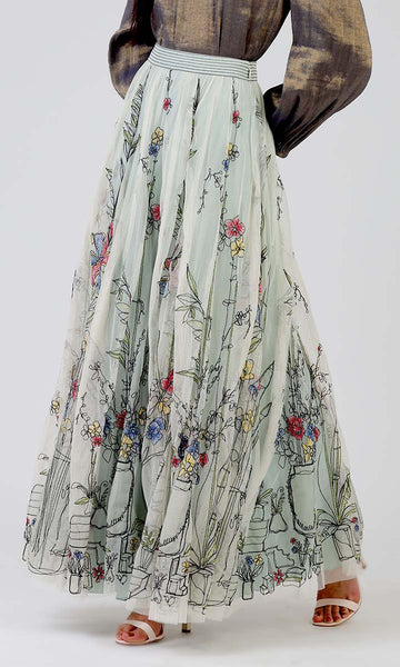 Geisha Designs Sketchy Florals Long Skirt