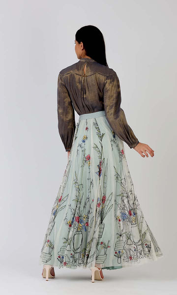 Geisha Designs Sketchy Florals Long Skirt