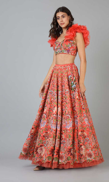 Geisha Designs Talia Floral Lehenga Set