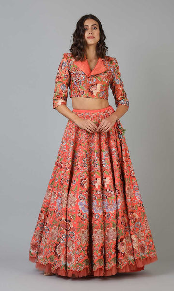 Geisha Designs Talia Floral Lehenga With Jacket