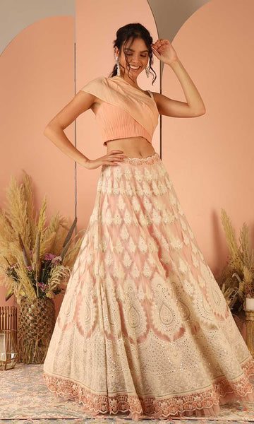 geisha designs Trisha Pink Embroidered Lehenga