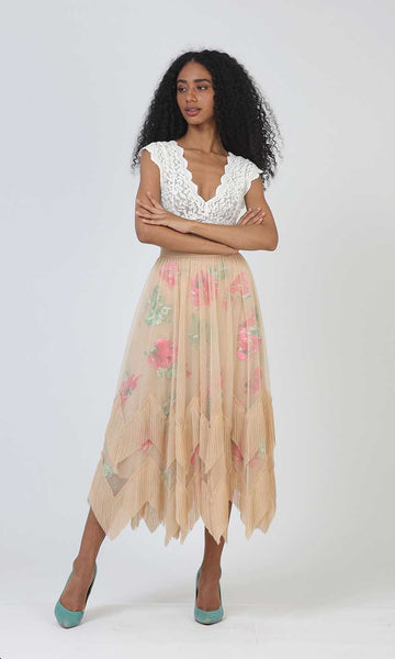 geisha designs Vintage Florals Asymmetric Skirt
