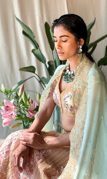 Geisha Designs Ivy Goddess Hand Embroidered Lehenga Set