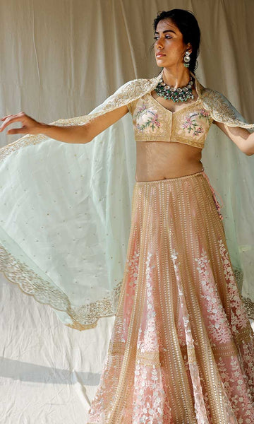 Geisha Designs Ivy Goddess Hand Embroidered Lehenga Set